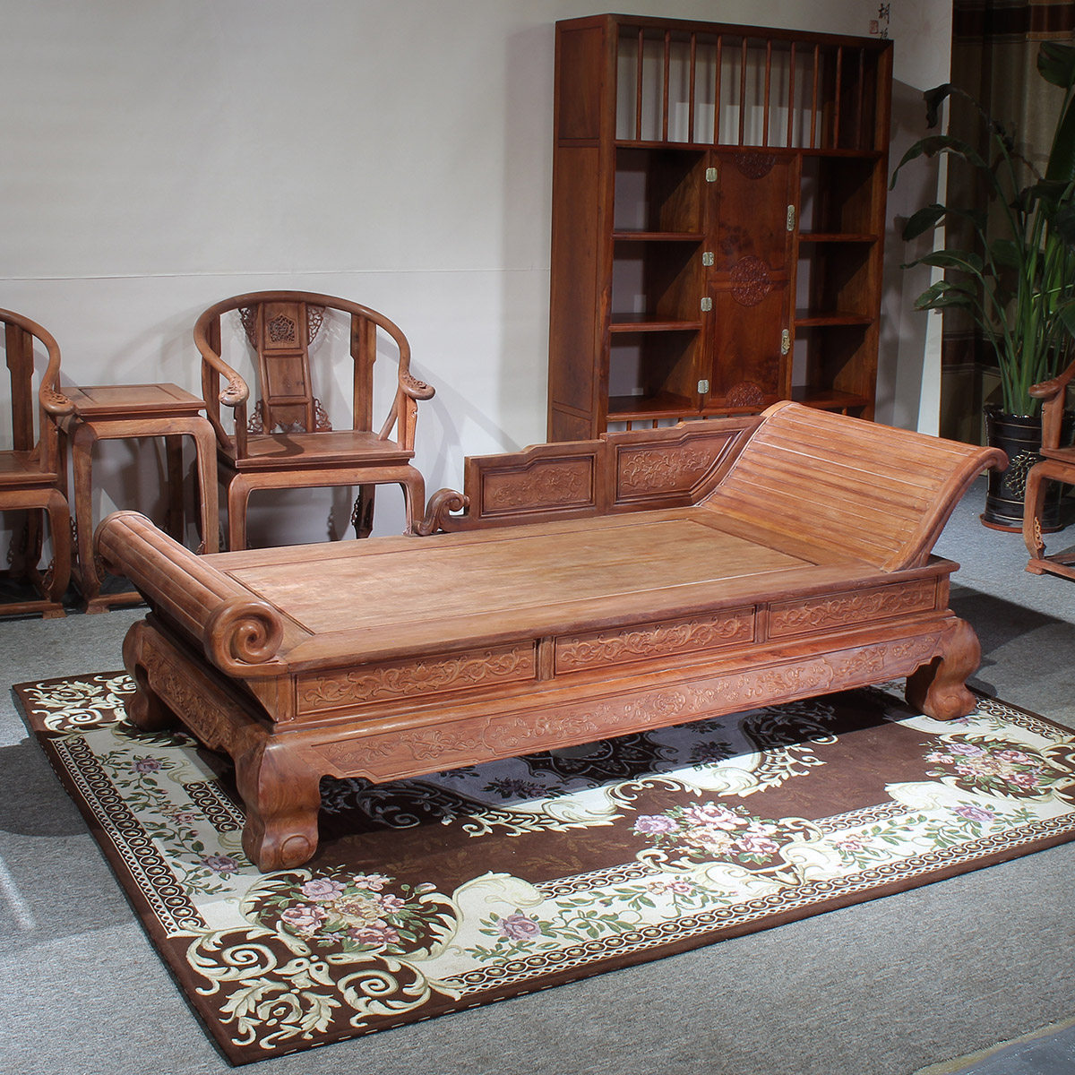 贵妃红木实木中式缅甸花梨床大紫檀贵妃椅