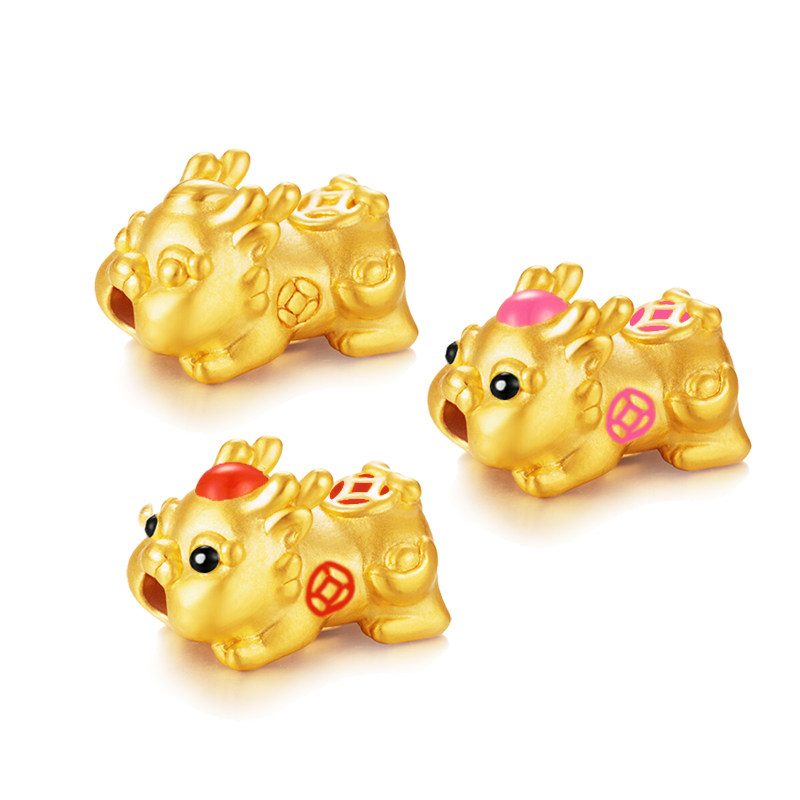 3d硬金足金999黄金招财烤漆貔貅宝宝 足金转运珠宝宝款满月送礼