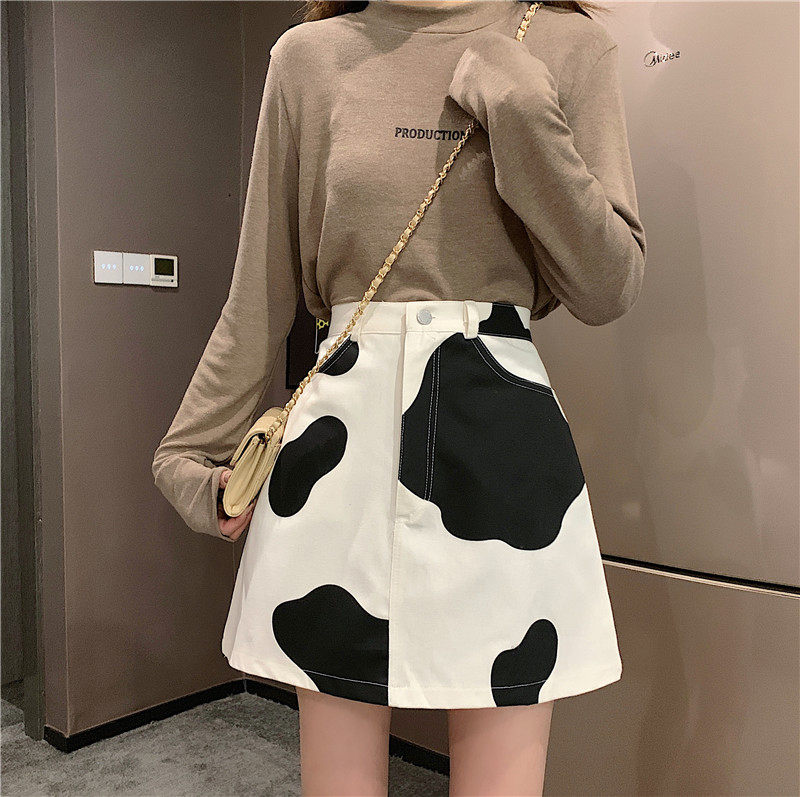 半身夏季韩版新款大码印花奶牛高腰显瘦包臀裙半身裙