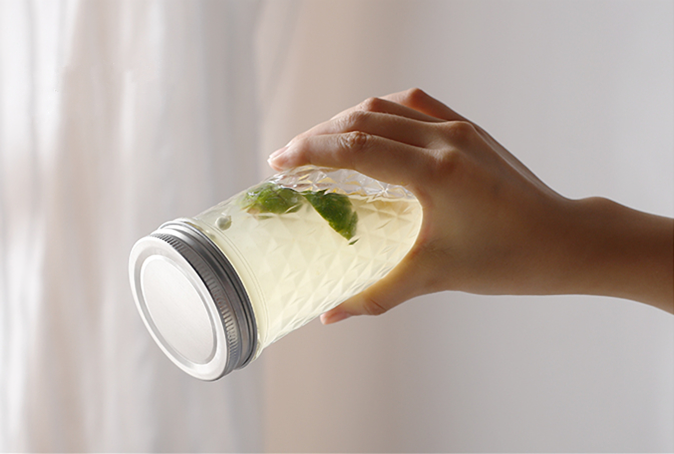 包邮钻石梅森杯菱格玻璃杯饮料杯创意吸管果汁杯透明情侣简约水杯