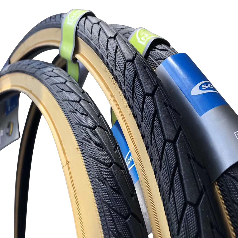 世文schwalbe 26*1.75 700*35c黄边胎公路山地自行车外胎复古轮胎