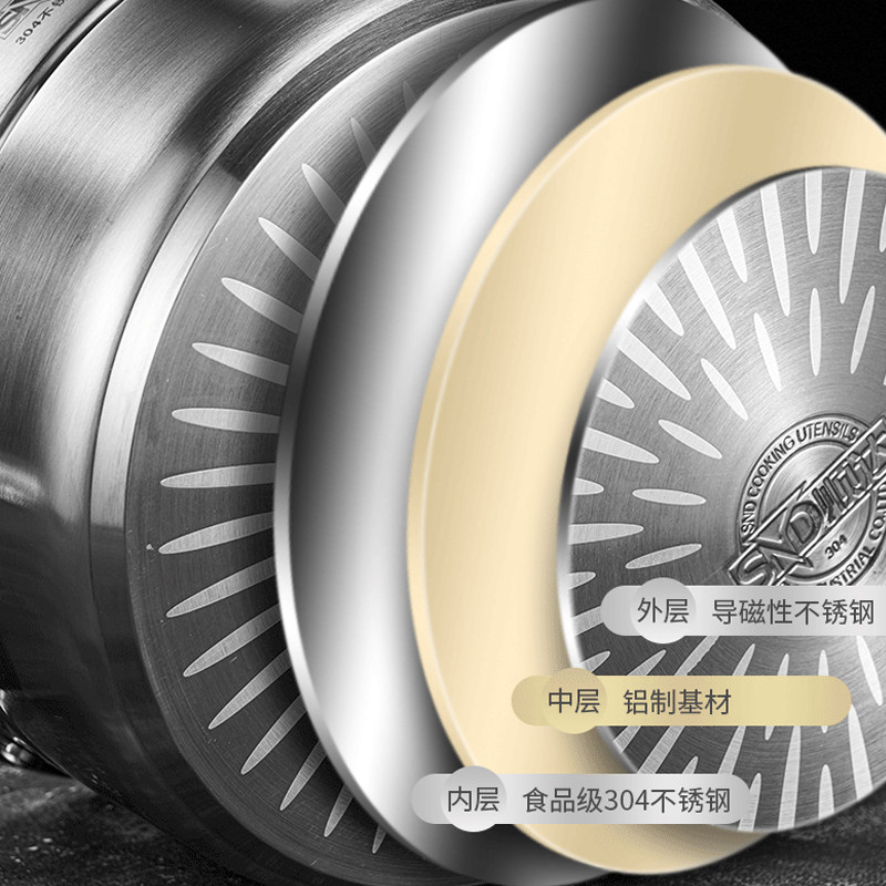 顺达蒸锅组合合盖不锈钢蒸煮煮锅复底单层多用蒸锅