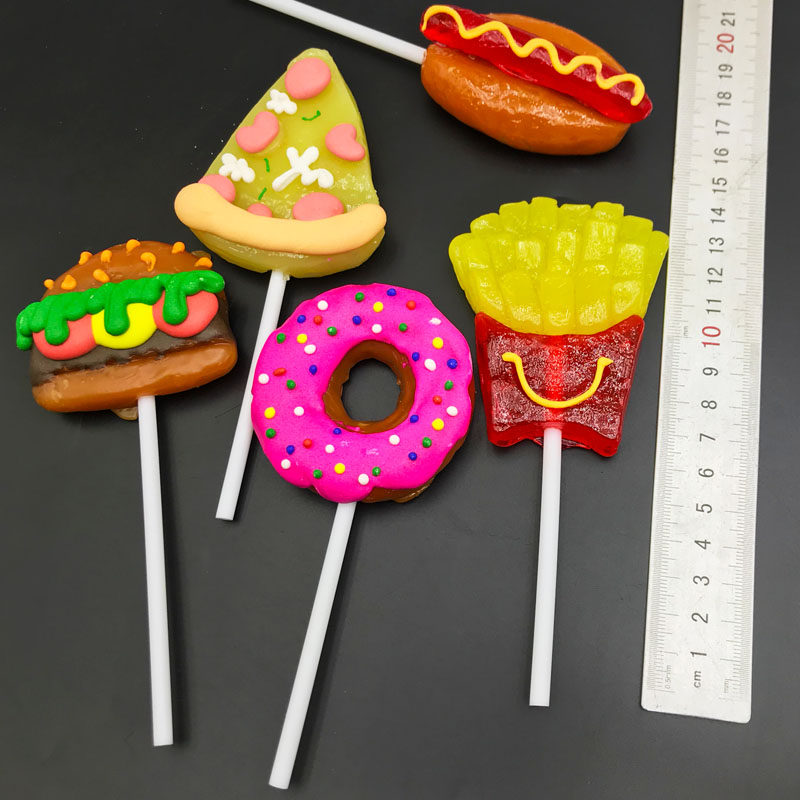 儿童汉堡薯条造型棒棒糖整箱新奇小孩糖果超市糖果