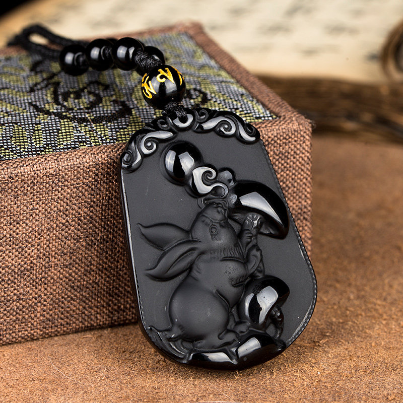 属兔2022年吊坠生肖兔解太岁小兔子招财曜石双兔项坠