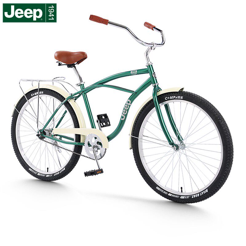 吉普jeep自行车复古休闲沙滩车26寸倒刹车轻便通勤成人男女通用
