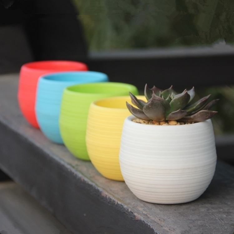 花盆石丸盆多肉七彩创意圆形彩虹石丸彩色塑料加厚花盆