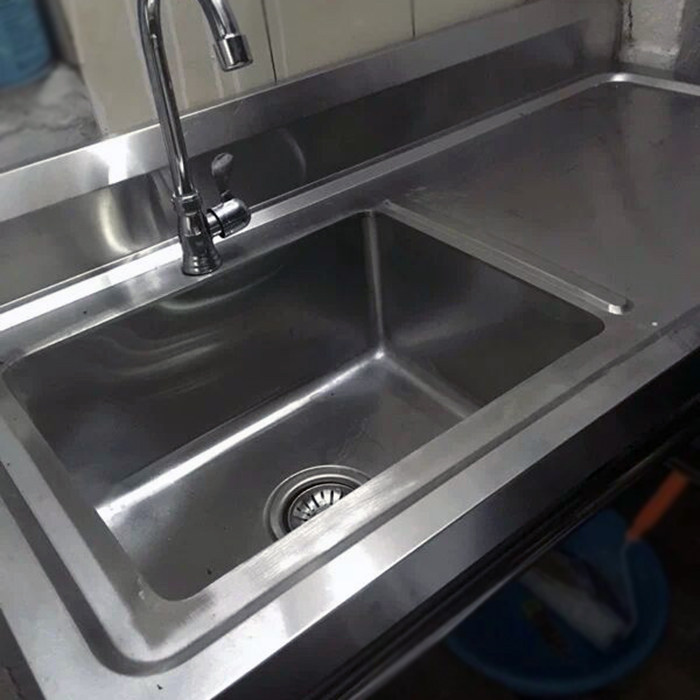 落地双眼单槽庭院商用平台水池室外一体式不锈钢水槽带支架洗手盆
