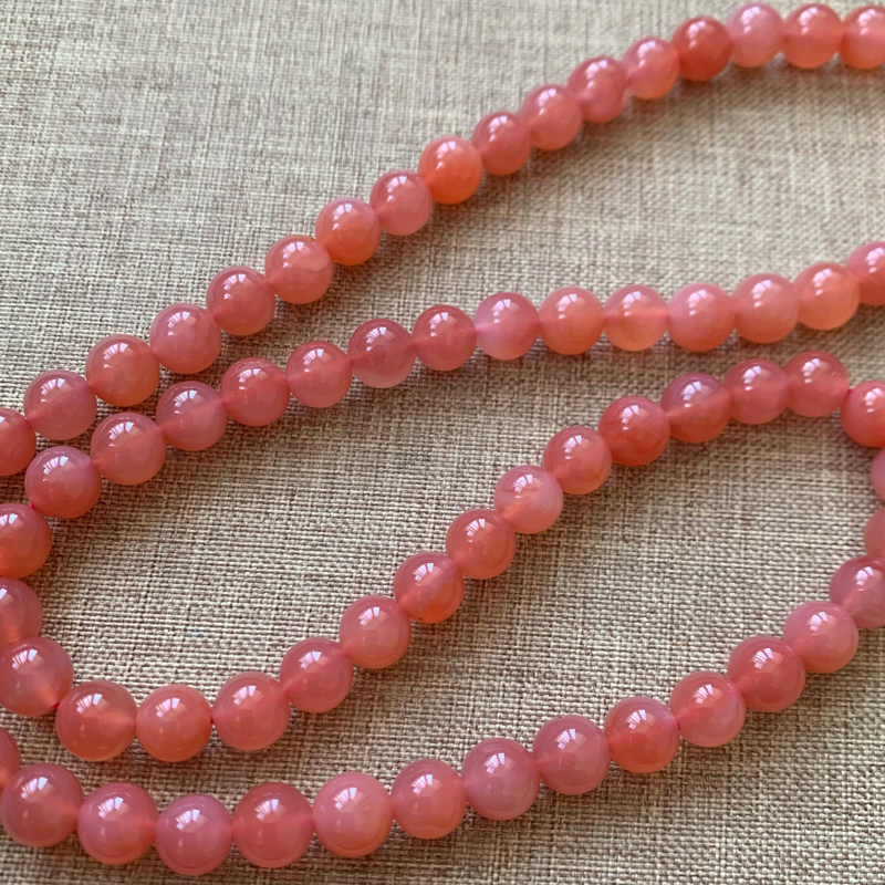 天然粉盐源三圈手链粉红玛瑙糖果色手串一物一图粉水晶饰品礼物女
