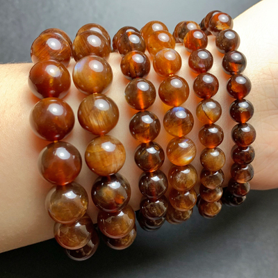 天然安德森手链西藏长石手串强光长石太阳石日光石男女款水晶宝石