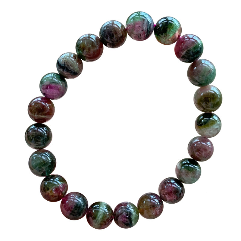 天然老矿透体巴西西瓜碧玺单圈手链一物一图手串手链