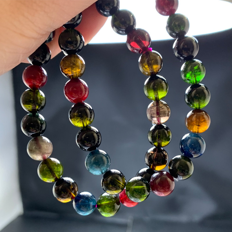 天然老矿巴西黑玫瑰碧玺手链黑糖美人碧玺彩宝水晶饰品礼物送女友