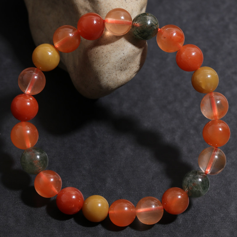 天然福禄寿金发晶彩发晶手链巴西彩发晶招财水晶手串时尚饰品