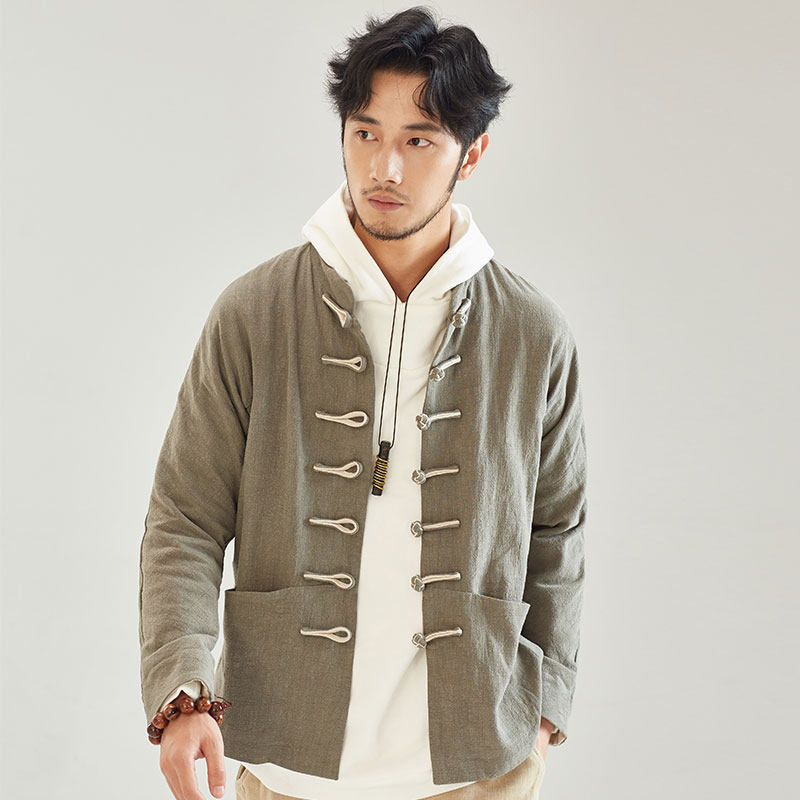 有鲤中国国风男装复古古风春秋学生修身中式民族服装