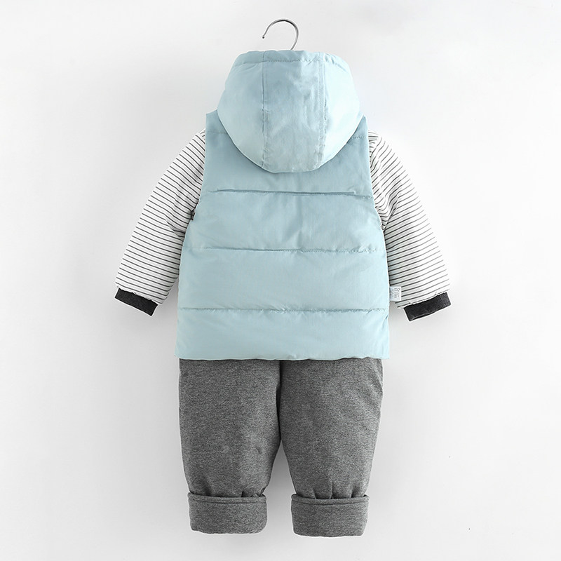 偶园秋冬新款婴儿马甲棉衣套装1-3岁宝宝背带套装