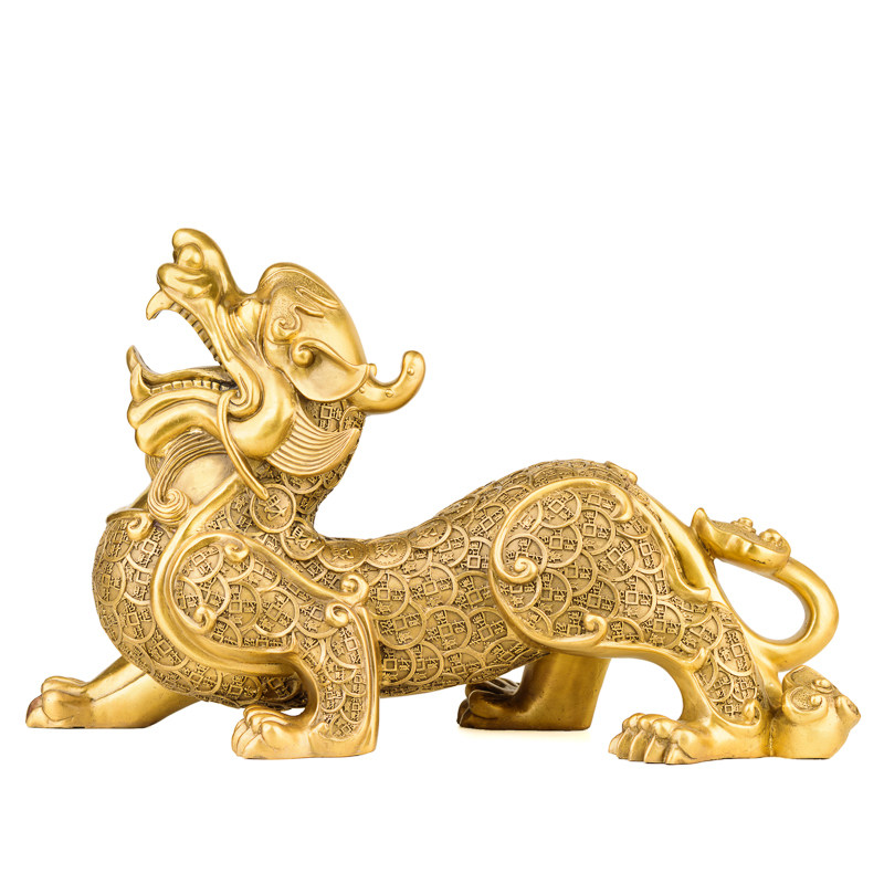 百纳源貔貅摆件一对纯铜皮丘貔恘招财办公室客厅装饰开业礼铜貔貅