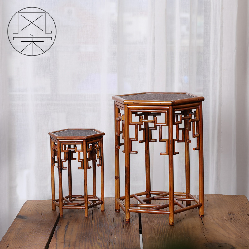 新中式仿古室内装饰古风复古展示架架子盆景竹木小花茶道