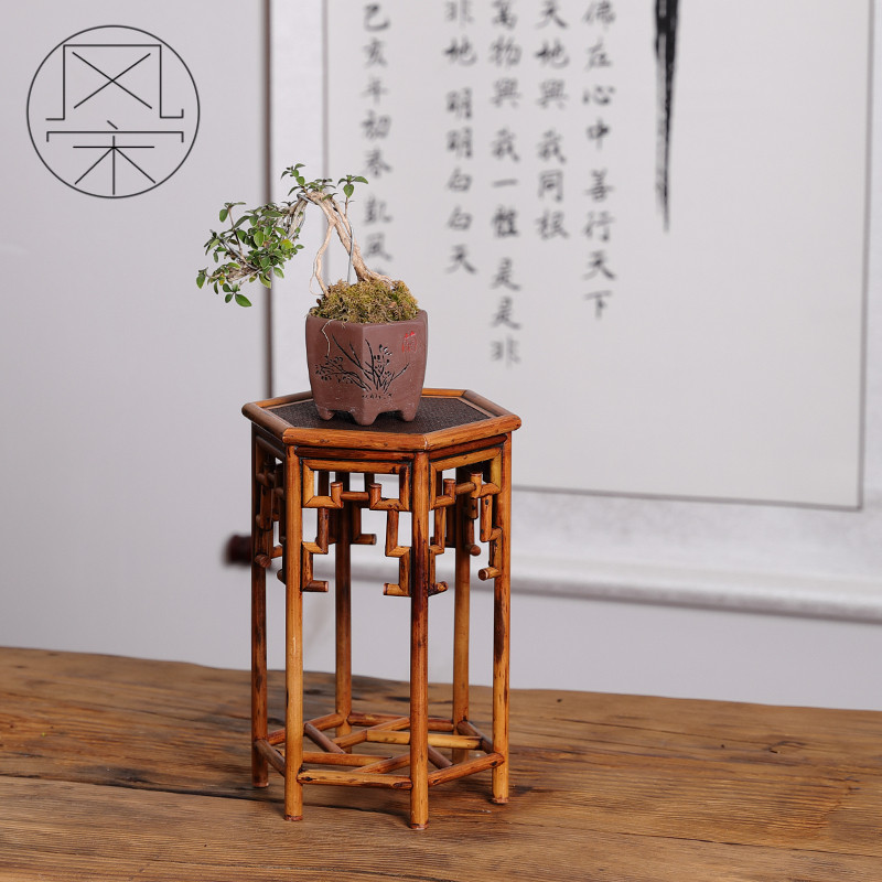 新中式仿古室内装饰古风复古展示架架子盆景竹木小花茶道