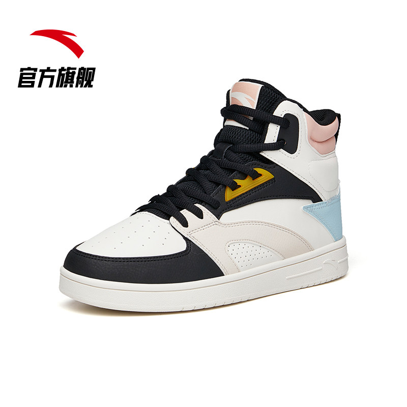 安踏高帮板鞋女鞋官方旗舰2021秋冬新款运动鞋子小白鞋122138071