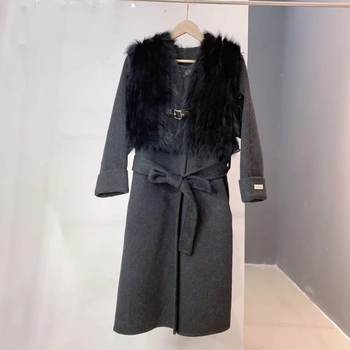 Nalanxun NO ກັບຄືນຄ່າຂົນສົ່ງ, 90% ຂົນສັດອົດສະຕາລີ, 10% Tencel ຍາວ double-sided woolen fox fur vest ຊຸດສອງຊິ້ນ