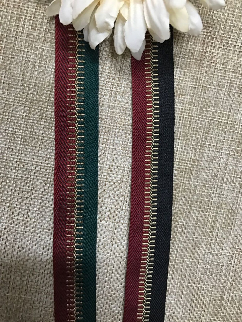 拉链织带绿红黑红金色间色装饰包装礼盒丝带丝带