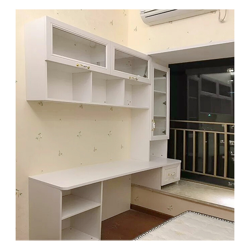 飘窗设计延伸书桌定制窗户边上电脑桌书柜一体定制飘窗柜