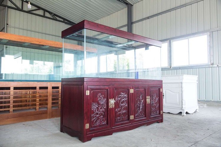 实木鱼缸中式水族箱红木木龙底柜雕龙厂家直销桌面缸