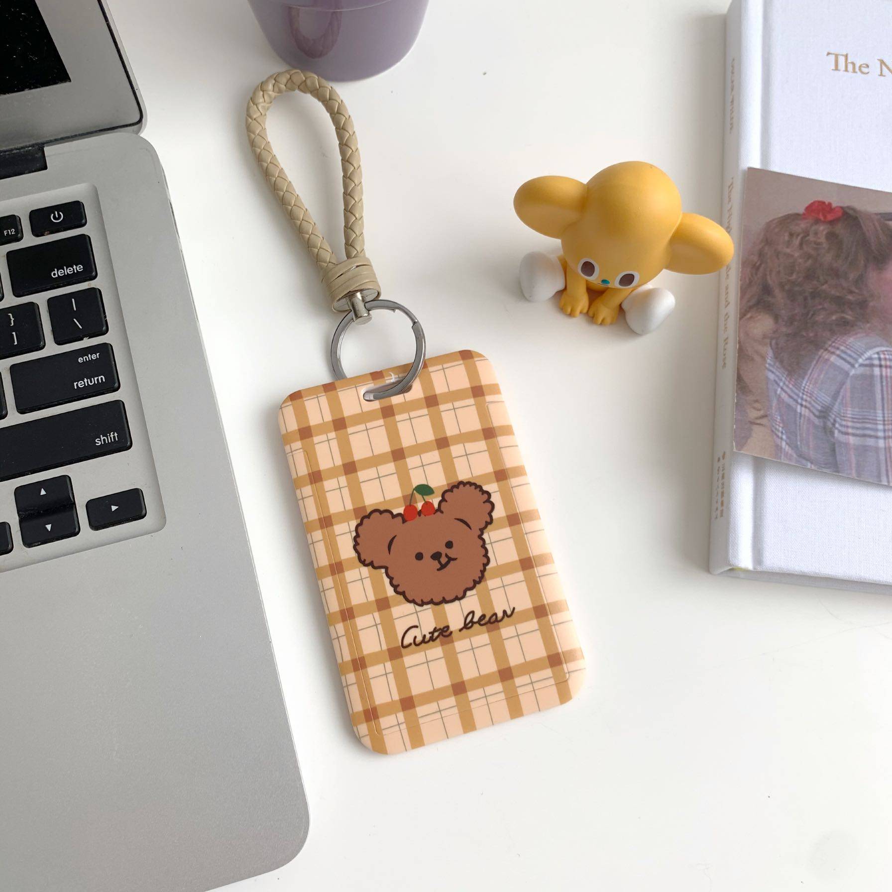 小熊卡套自制带挂开学学好格子公交车饭卡套少女卡套