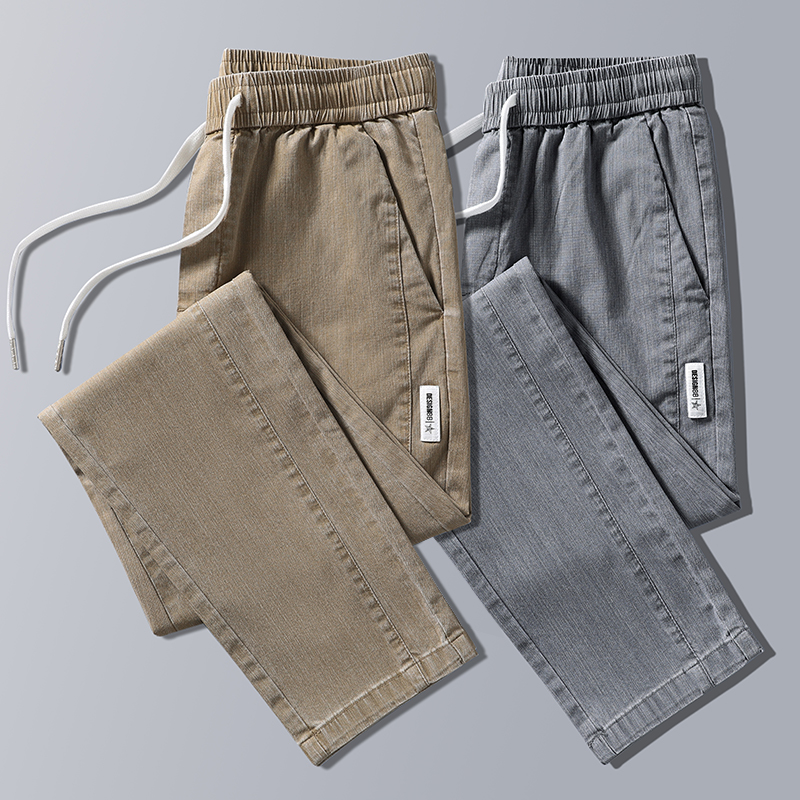 男士休闲长裤2022夏季新款牛仔裤宽松直筒春秋季男装百搭裤子男潮