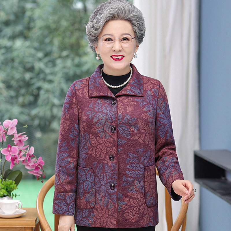 中老年人女装奶奶长袖上衣60岁妈妈春秋衣服老太太中老年女装