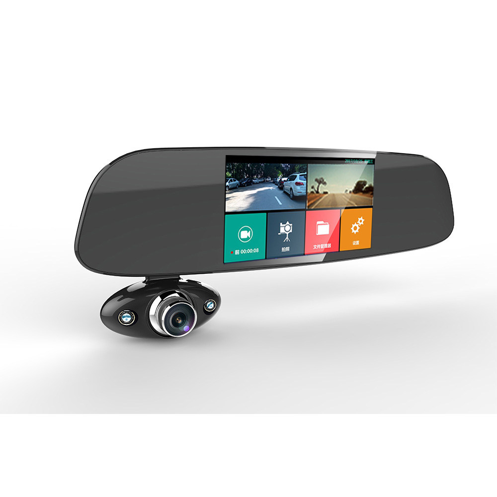 5寸触屏三镜同录行车记录仪高清星光夜视镜头倒车行车记录仪
