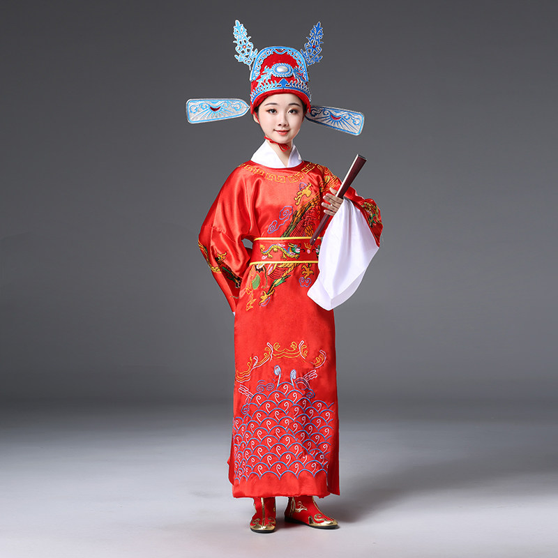 状元古装服装女儿儿童男女驸马马戏服迎财神爷儿童演出服