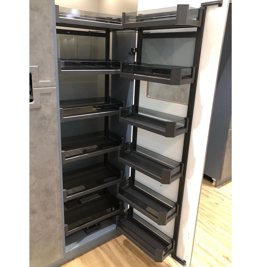 拉篮厨房怪物开门式高柜联动橱柜全铝黑晶高深拉篮