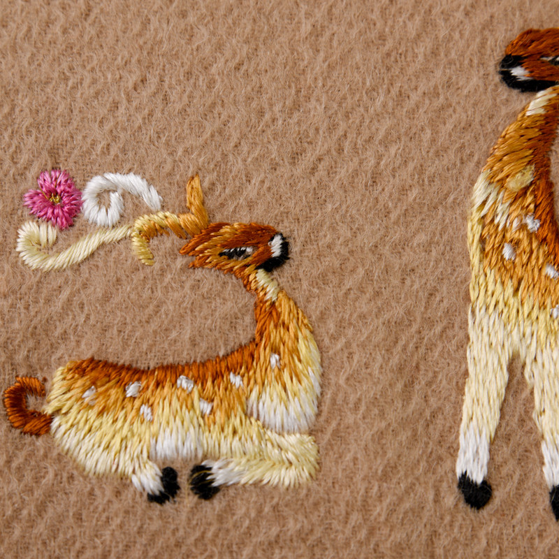 羊绒围巾苏绣纯羊妈妈款冬冬季双面刺绣百搭围巾