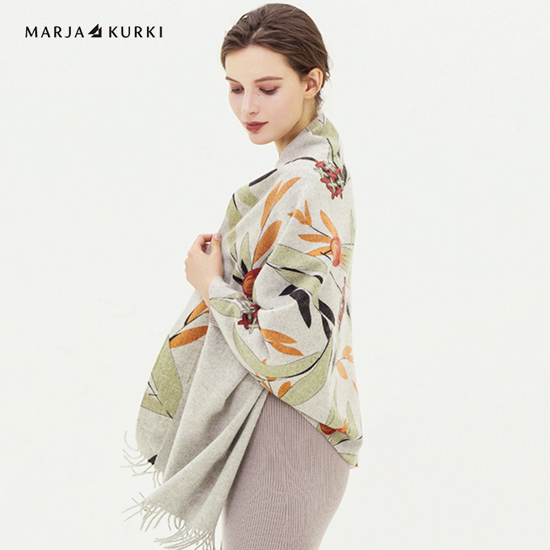 marjakurki玛丽亚古琦羊绒围巾春秋印花保暖冬季女男百搭围巾