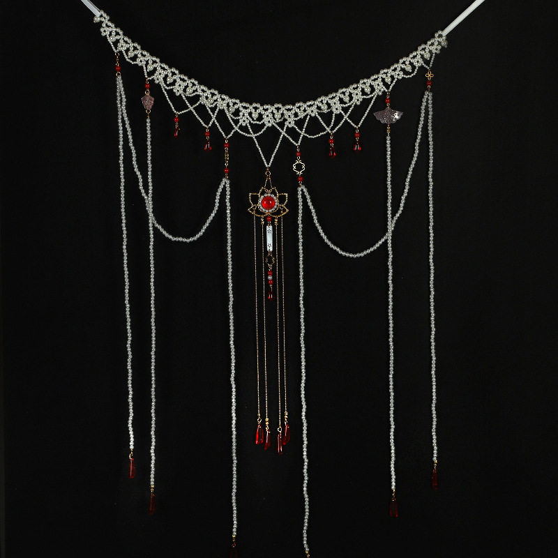 红璎坦领腰链汉服珍珠腰带配饰流苏古风多层腰带