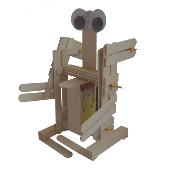 科技小制作 小发明 diy 雪糕棒双足步行机器人 自制 科普拼装玩具