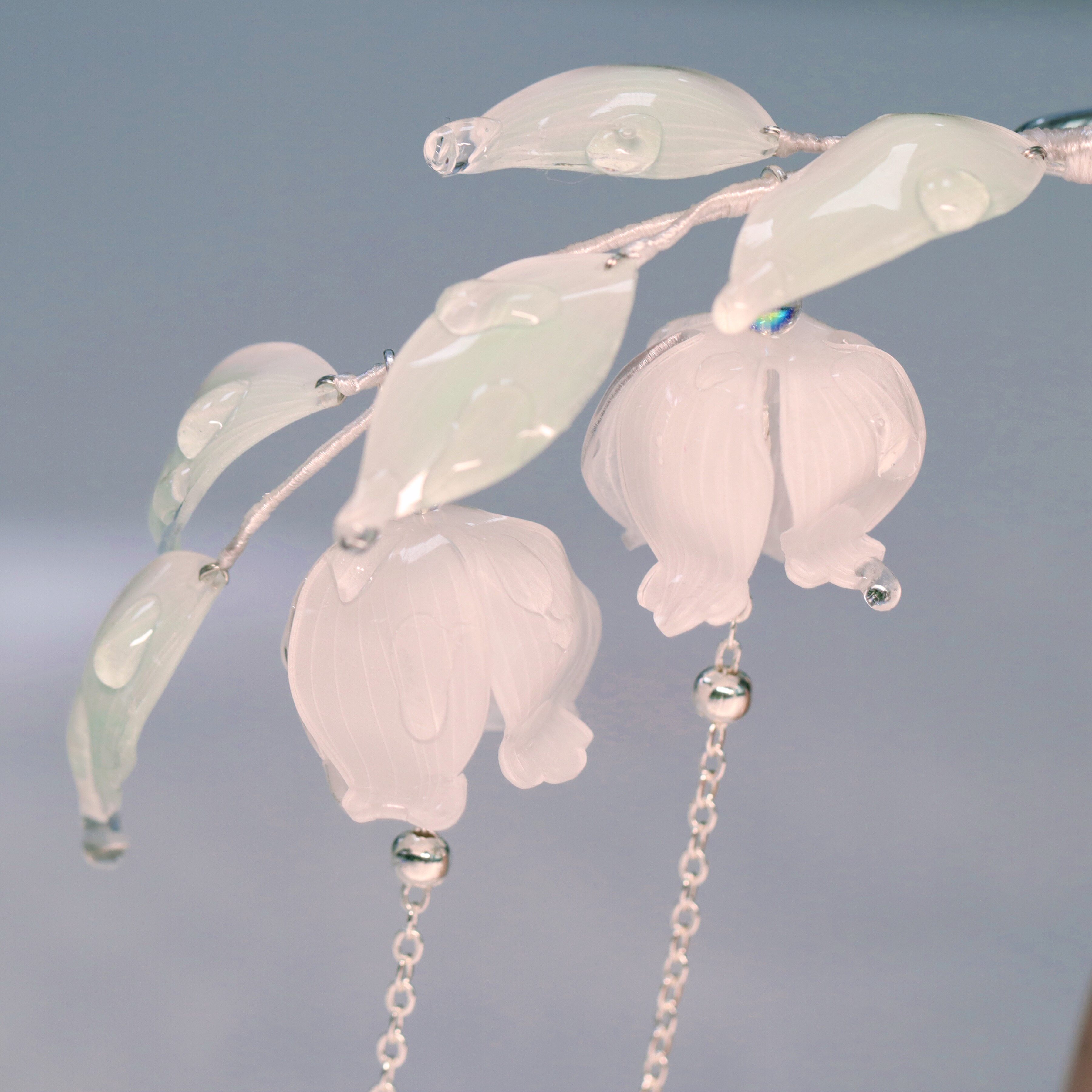 发簪铃兰晚江热缩片花簪流苏头饰汉服发饰