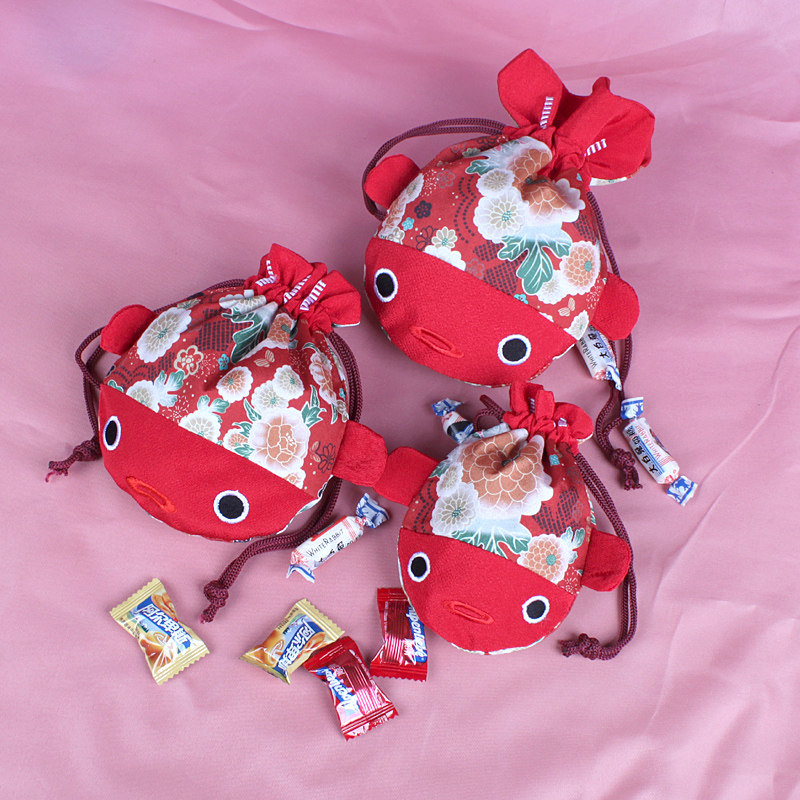 创意金鱼口袋日本和风福袋包装袋婚庆喜糖礼品首饰袋