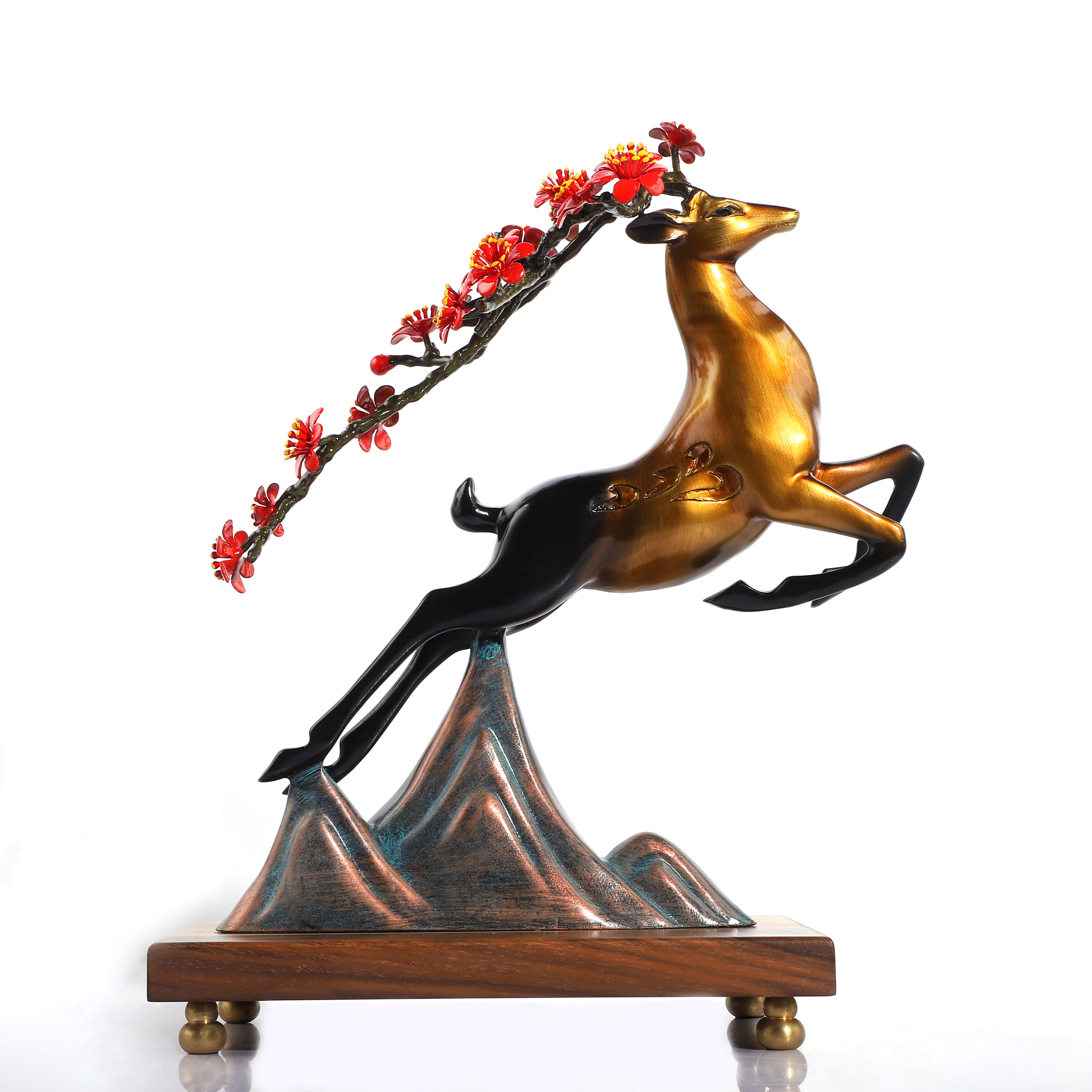 恋家鹿禄亨通铜鹿摆件家居酒柜装饰客厅玄关摆件