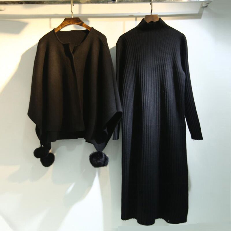 胖妹妹大码套装显瘦女装秋冬洋气两件套减龄穿搭时髦遮肚子连衣裙