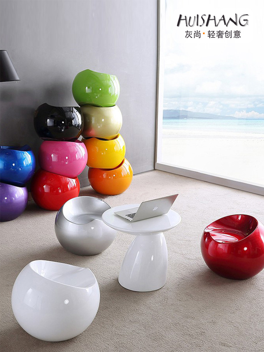 创意苹果小球玻璃钢圆凳糖果椅球椅换鞋凳户外矮凳