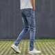 Jeans men's elastic Korean version of the tight-fitting small foot straight boys pants student trend winter plus velvet thickening Jeans men's elastic Korean version of the tight-fitting small foot straight boys pants student trend winter plus velvet thickening