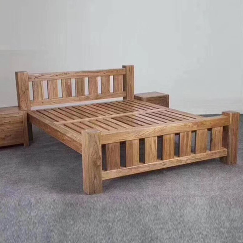 老榆木床实木双人单人床现代简约韩式田园榫卯厚重实木床