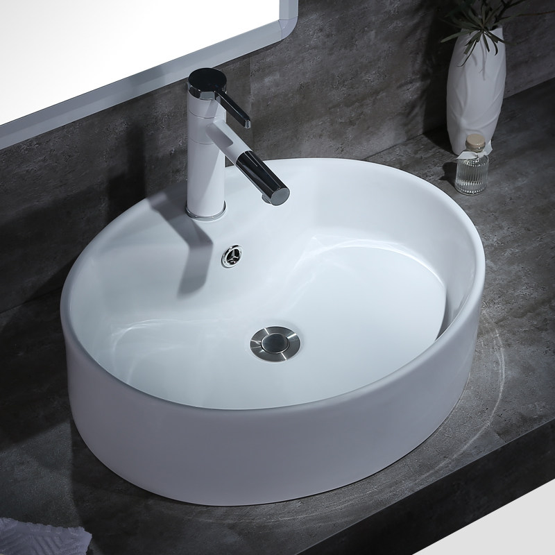 奥萨帝北欧椭圆形台上盆陶瓷洗脸盆洗手盆欧式浴室柜台盆面盆9016