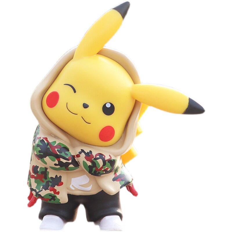 宠物小精灵迷彩潮服皮卡丘动漫周边手办模型车载摆件礼物潮玩盲盒