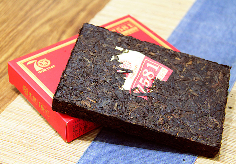 中粮中茶尊享纪念版7581普洱茶砖熟2019年250g西双版纳普洱
