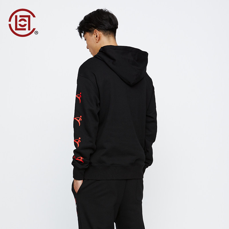 clotclottee武术印花连帽卫衣华人系列黑色陈冠希卫衣