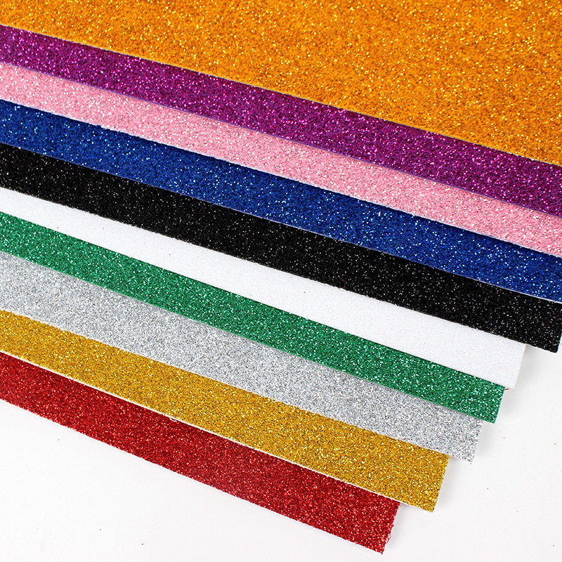 彩色金粉亮片海绵纸加厚eva闪光泡沫纸带背胶折纸