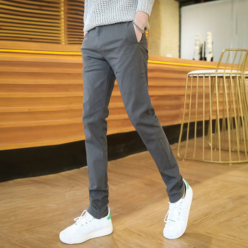 男士休闲裤男夏季修身小脚裤2022新款韩版潮流青年男裤弹力长裤子