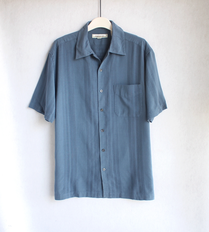 出口外单 大码夏季男士真丝短袖衬衫 港风宽松休闲桑蚕丝衬衣外套